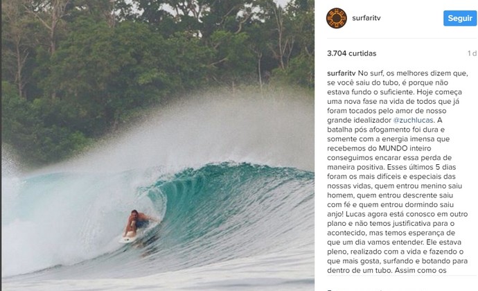 Surfista gaúcho Lucas Zuch, 27 anos, morreu no Rio de Janeiro (Foto: Instagram / surfaritv) Surfista gaúcho Lucas Zuch, 27 anos, morreu no Rio de Janeiro (Foto: Instagram / surfaritv)