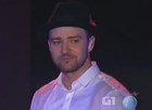 Justin Timberlake toca hit "Sexyback" (Reprodução/ TV Globo)