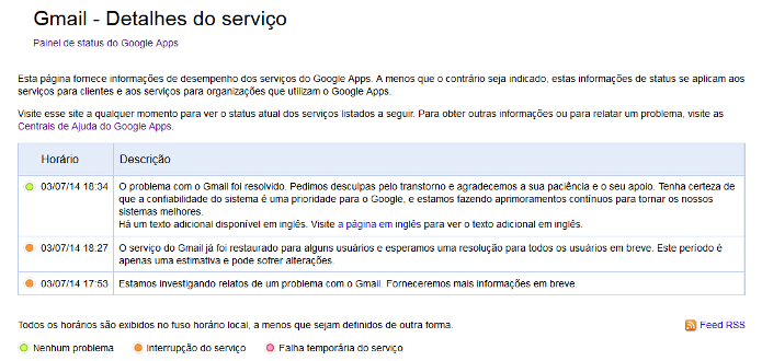 Relatório sobre o incidente no Gmail (Foto: Reprodução/Lívia Dâmaso)