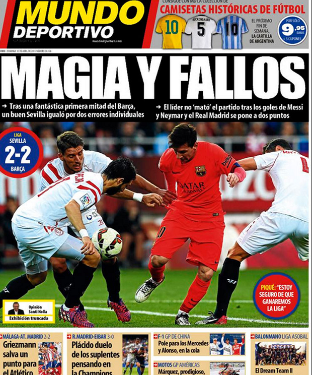 Capa do jornal Mundo Deportivo no domingo