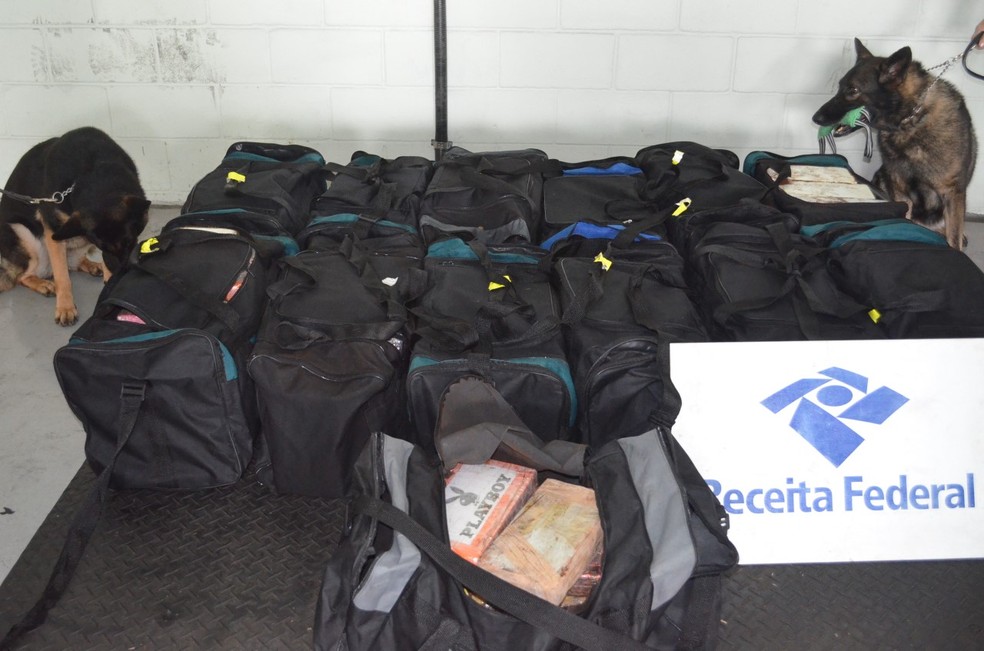 Alfândega e PF apreenderam 421 kg de cocaína no Porto de Santos (Foto: Divulgação/Receita Federal)