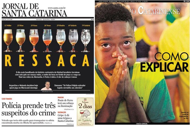 Capas Diário Catarinense e Jornal de Santa Catarina (Foto: Reprodução) Capas Diário Catarinense e Jornal de Santa Catarina (Foto: Reprodução)