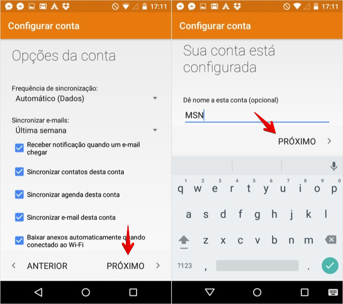 Adicionando conta do Outlook.com no Android (Foto: Reprodução/Helito Bijora)