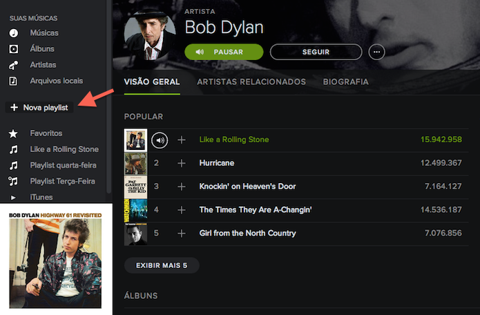 Criando uma playlist no Spotify (Foto: Reprodução/Marvin Costa)
