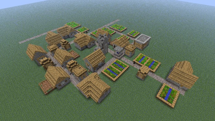 Em um mundo plano com poucos recursos sua única chance de sobreviver são as vilas (Foto: Reprodução/Minecraft Forum)