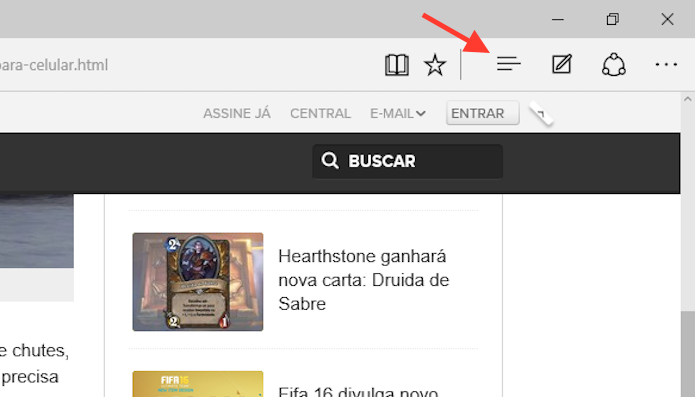 Acessando as opções rápidas do Microsoft Edge (Foto: Reprodução/Marvin Costa)