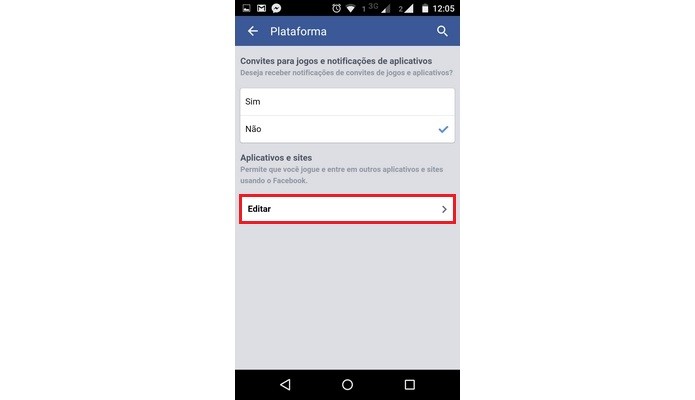 Subopção para editar configurações de acesso a apps e sites (Foto: Reprodução/Raquel Freire)