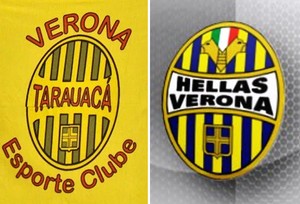 Montagem semelhança dos escudos Verona Acre (Foto: Editoria de arte)