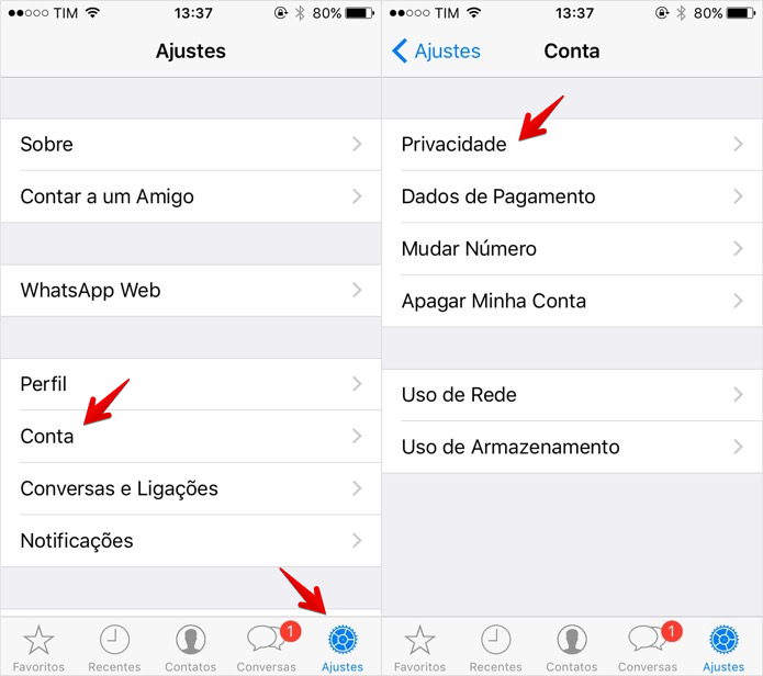 Acesse as configurações de privacidade (Foto: Reprodução/Helito Bijora)