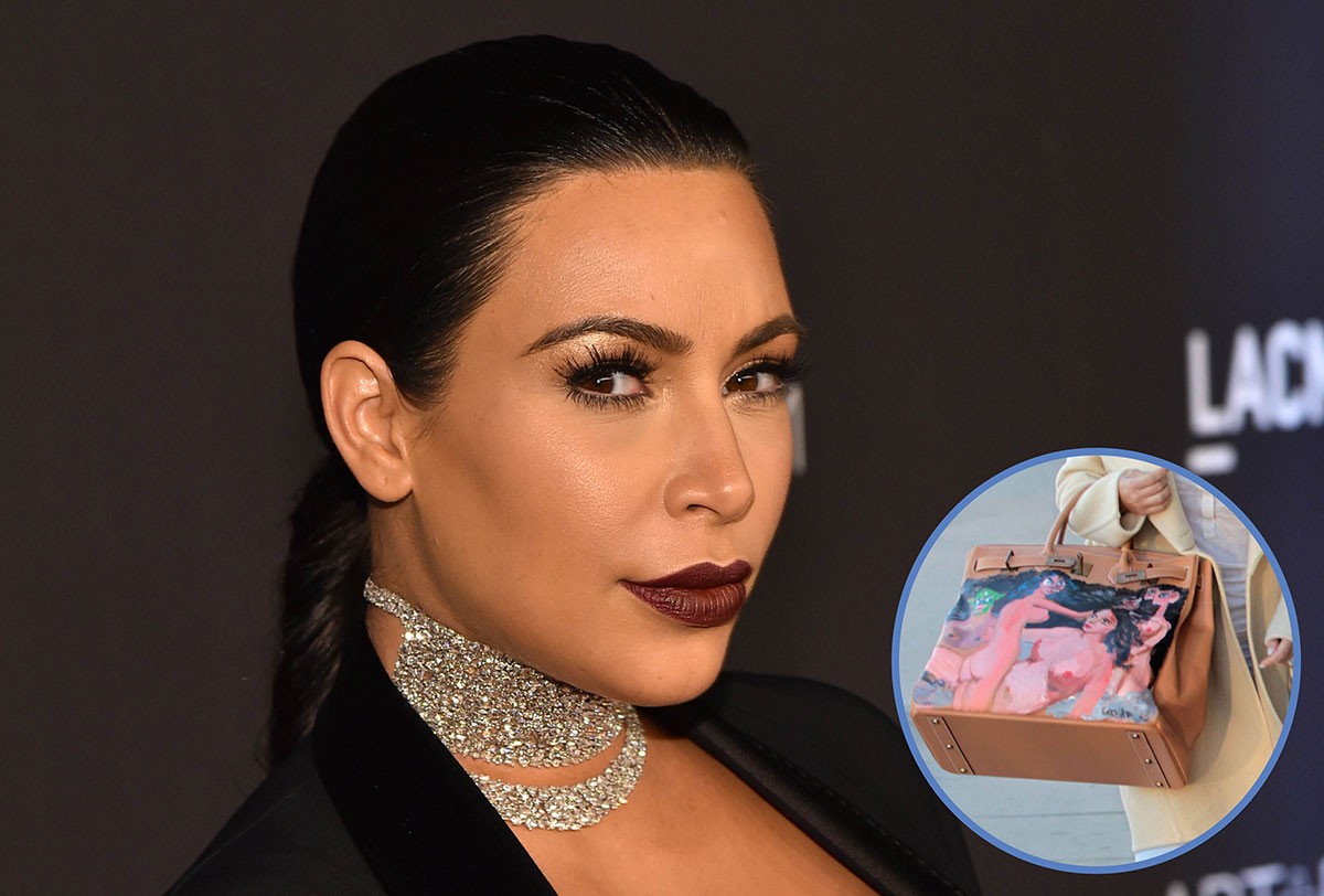 Kim Kardashian ganhou uma bolsa personalizada de Kanye West (Foto: Getty Images / Reprodução)