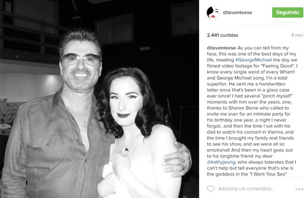 Dita Von Teese lamenta morte de George Michael (Foto: Reprodução/Instagram)