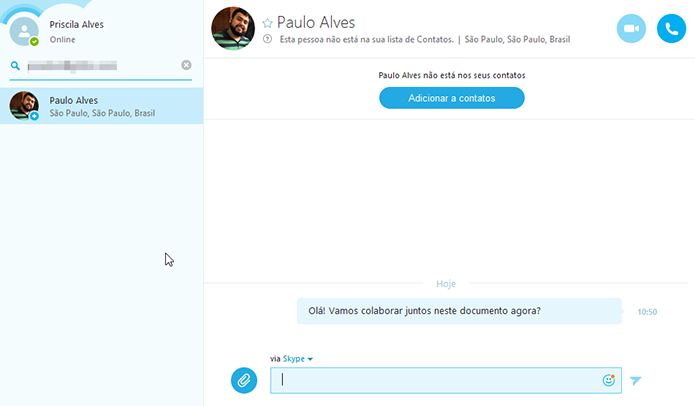 Converse mesmo que o colega não esteja entre seu contatos (Foto: Reprodução/Paulo Alves)