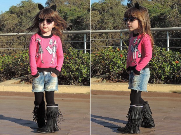 Posando de mini fashionista, Raphaela Buck já tem mais de 86 mil seguidores  (Foto: Tássia Lima / G1)