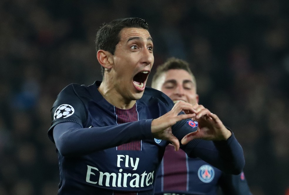 Di Maria gol PSG x Barcelona (Foto: Reuters)