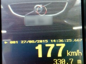 Carro foi flagrado a 177 km/h (Foto: PRF/Divulgação)