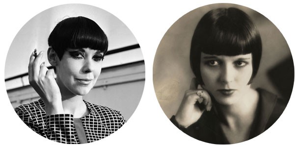 Peggy Moffitt: “Cabelo e franja são uma coisa só no corte geométrico by Vidal Sassoon. Difícil de usar.” Louise Brooks: “O corte 20’s vira-e-mexe é retomado, mas funciona para poucas. Pescoço longo e rosto  pequeno são requisitos.” (Foto: Getty Images)
