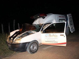 Motorista da ambulância sofreu apenas ferimentos leves (Foto: Sessé Guimmas/MedeirosDiaDia)
