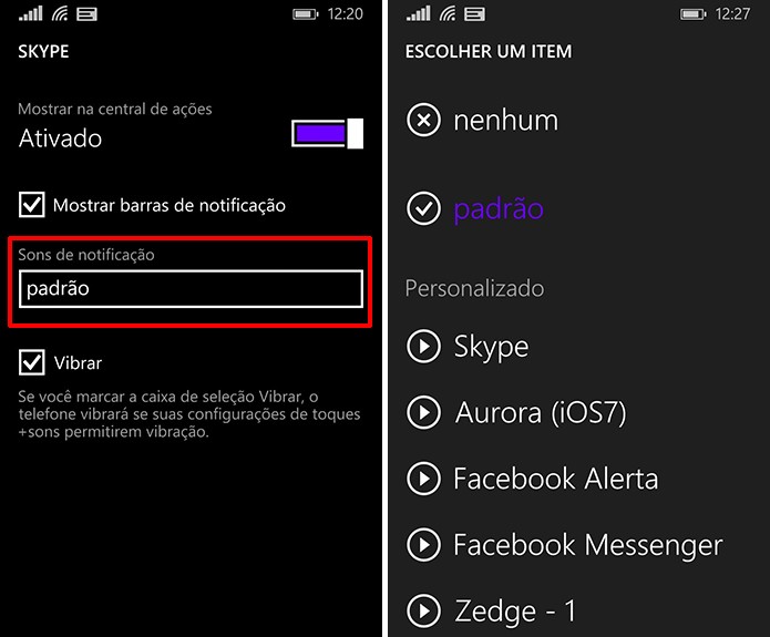 Windows Phone oferece opção de mudar toque de notificação de um aplicativo para diferenciá-lo dos demais (Foto: Reprodução/Elson de Souza)