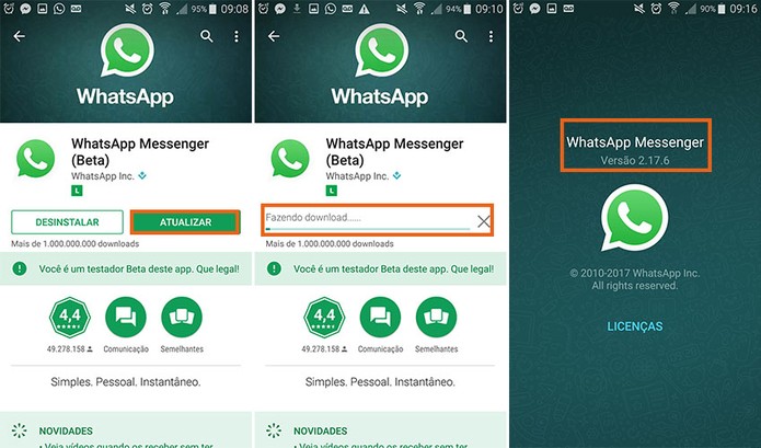 Baixe a versão atualizada do WhatsApp Beta no Android (Foto: Reprodução/Barbara Mannara)