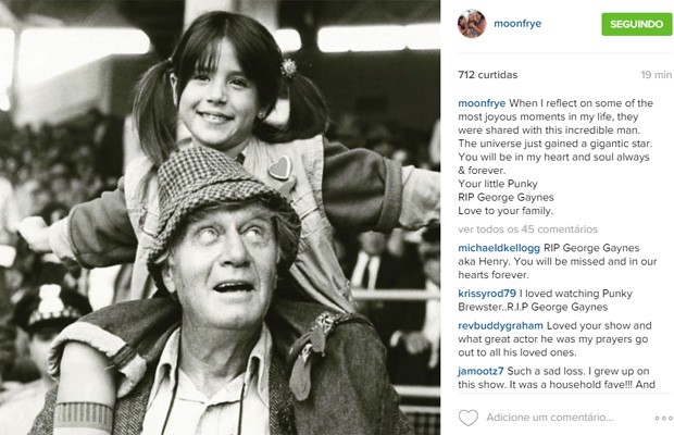 Soleil Moon Frye, que interpretou Punky Brewster, presta homenagem a George Gaynes (Foto: Reprodução/Instagram)