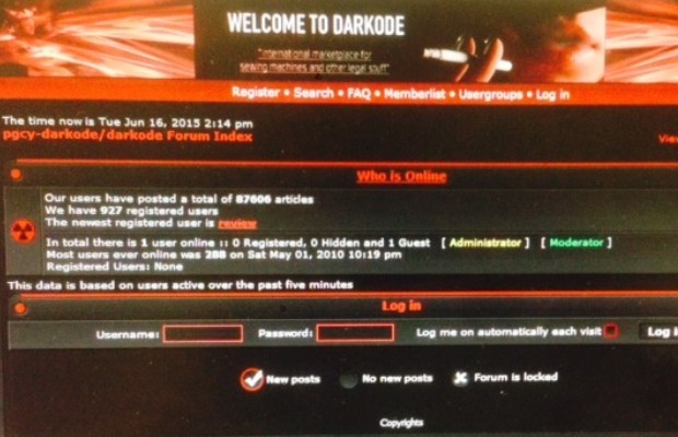 Página inicial do fórum internacional de hackers Darkode Goiás Goiânia (Foto: Divulgação/PF)