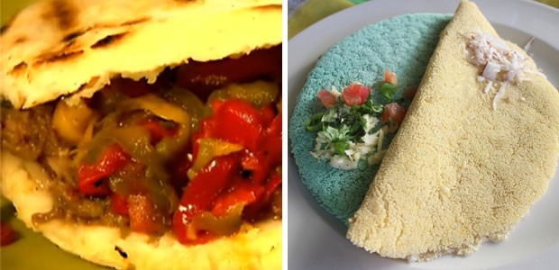 Arepa e tapioca verde e amarela (Foto: Reprodução/TV Globo/Carlienne Carpaso/G1)