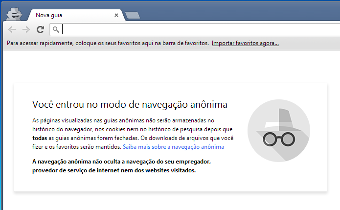 Novo visual da janela de navegação anônima do Chrome (Foto: Reprodução/Edivaldo Brito)
