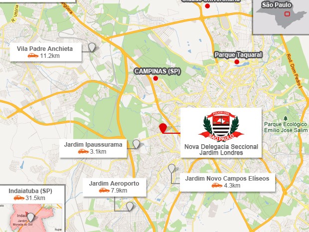 A nova delegacia seccional de Campinas, no Jardim Londres (Foto: Arte / G1 Campinas)