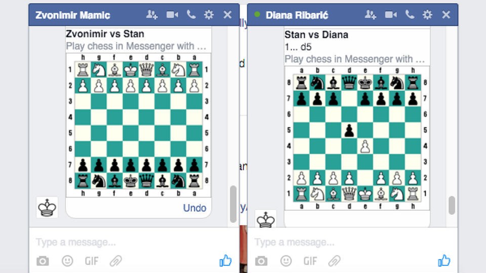 Xadrez pode ser jogado diretamente no Messenger, via aplicativo no celular ou no próprio Facebook (Foto: Reprodução)