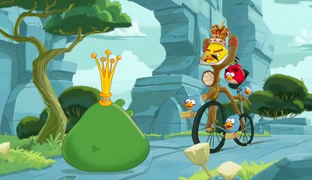 Animação mostra o pássaro Freddie the Angry Bird andando de bicicleta (Foto: Divulgação)