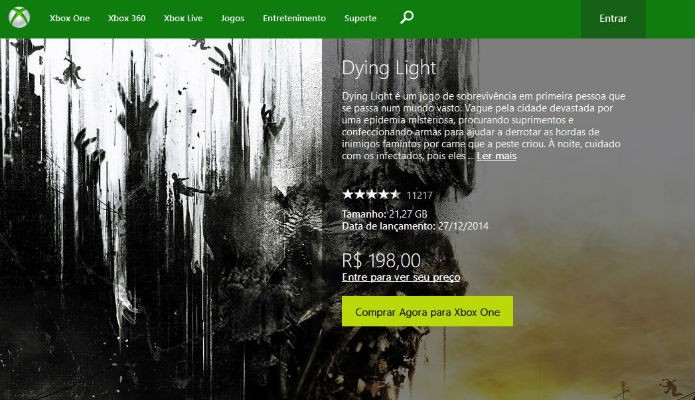 Página de Dying Light na Xbox Store (Foto: Reprodução/Xbox Store)