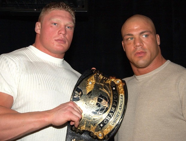 Lutadores Brock Lesnar e Kurt Angle (Foto: Getty Images)