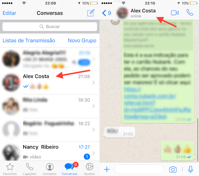 Caminho para visualizar opções de um chat no WhatsApp para iPhone (Foto: Reprodução/Marvin Costa)