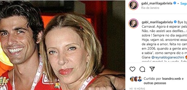 Marília Gabriela lembra clique antigo com Reynaldo Gianecchini  (Foto: Reprodução/Instagram)