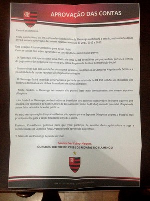 Carta do Flamengo aos sócios (Foto: Reprodução)
