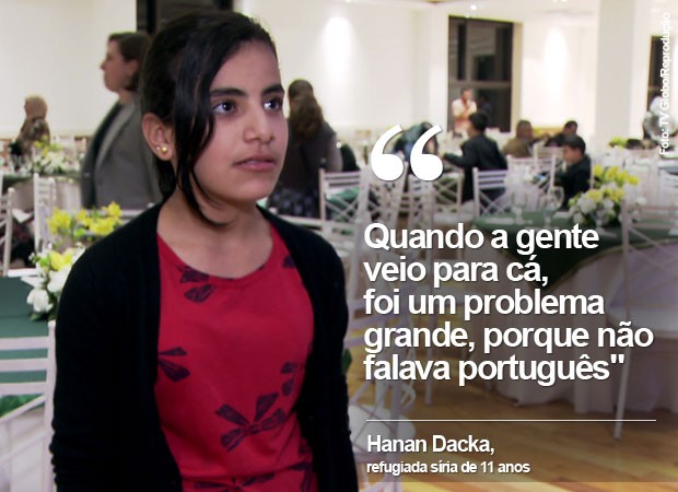 Hanan Dacka, de 11 anos, refugiada síria se forma em português (Foto: TV Globo/Reprodução)