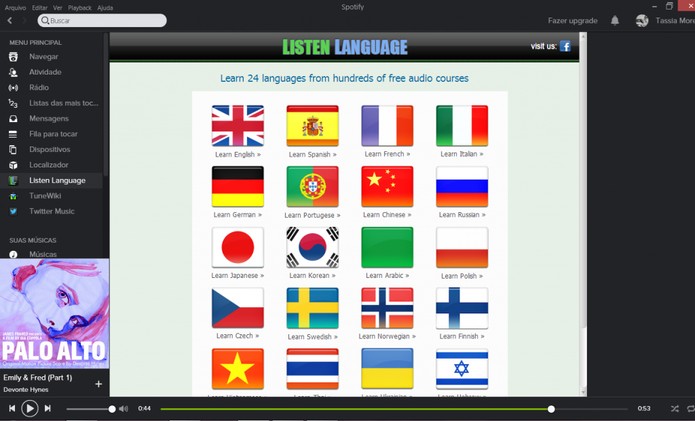 Serviço "Listen Language", disponível no Spotify (Foto: Divulgação/Spotify) Serviço "Listen Language", disponível no Spotify (Foto: Divulgação/Spotify)