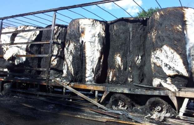 Mulher morre carbonizada em acidente que teve incêndio na BR-153 em Piracanjuba, Goiás 3 (Foto: Reprodução / PRF) Mulher morre carbonizada em acidente que teve incêndio na BR-153 em Piracanjuba, Goiás 3 (Foto: Reprodução / PRF)