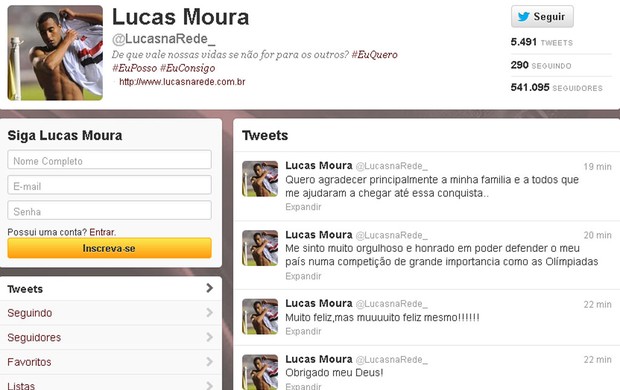 Lucas São Paulo convocação twitter (Foto: Reprodução / Twitter)
