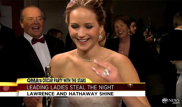 Jennifer Lawrence e Jack Nicholson (Foto: ABC/Reprodução)