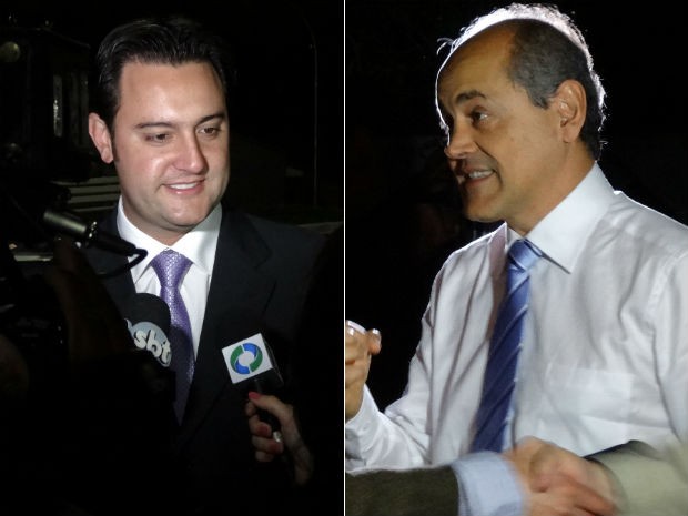 Ratinho Jr. e Gustavo Fruet chegam ao debate da RPC TV (Foto: Sérgio Tavares Filho/G1)