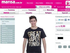 Camiseta com a frase 'great rapers tonight' não está mais em site (Foto: Reprodução)