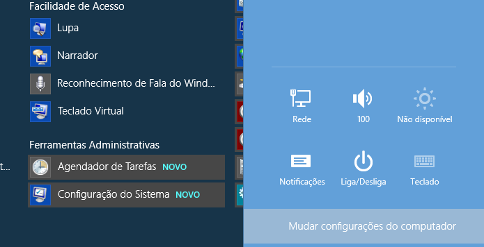 Acesse as configurações do Windows 8 (Foto: Reprodução/Helito Bijora) 