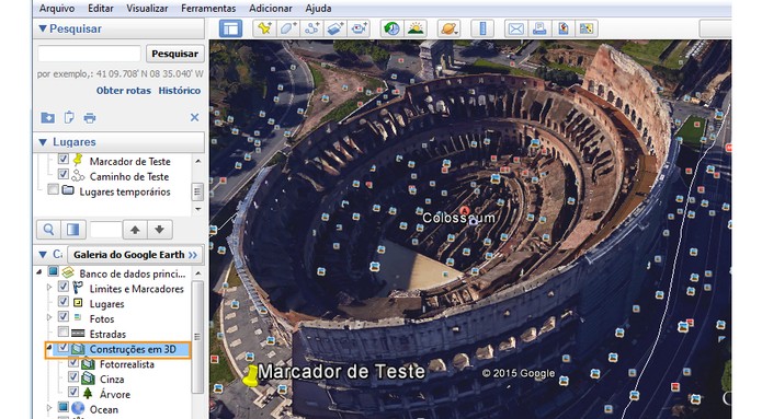 Visualizando construções em 3D (Foto: Reprodução/Barbara Mannara)