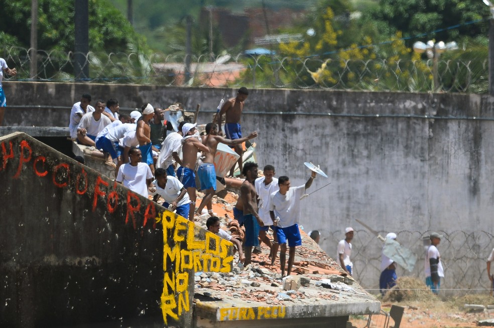 Pavilhões de Alcaçuz foram destruídos e 26 presos foram mortos durante rebeliões ocorridas em janeiro (Foto: Andressa Anholete/AFP)