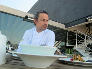 O chef Carlo von Mühlenbrock no hotel de São Paulo onde apresentou o menu (Foto: Flávia Mantovani/G1)