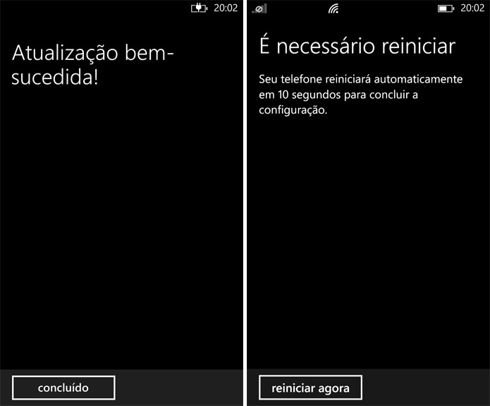 Após terminar a atualização, Windows Phone terá que ser reiniciado mais uma vez (Foto: Reprodução: Elson Souza) Após terminar a atualização, Windows Phone terá que ser reiniciado mais uma vez (Foto: Reprodução: Elson Souza)
