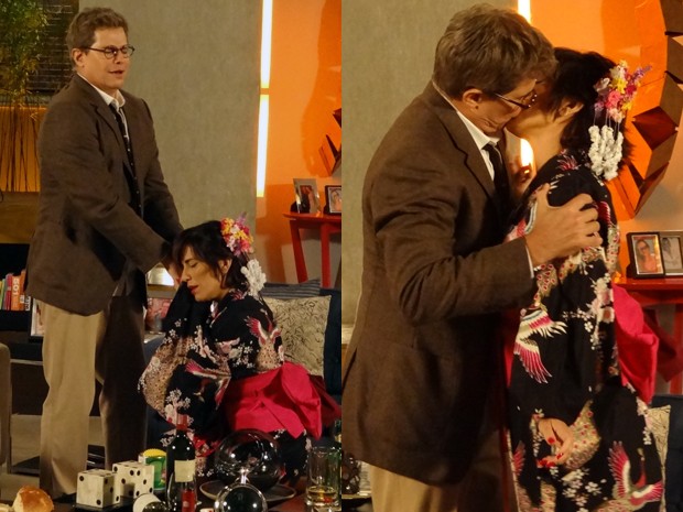 Ela implora que ele e a beija. Felipe atende seu pedido (Foto: Guerra dos Sexos/TV Globo)