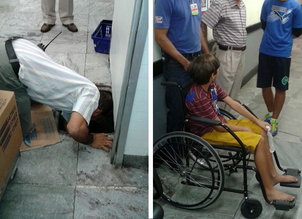 Garoto fica ferido após cair em buraco dentro de supermercado  (Foto: Cleudison Bastos/ Arquivo Pessoal)
