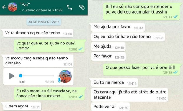 Bill Botafogo e Sabrina ex-mulher conversa whatsapp (Foto: Reproduo/ Arquivo Pessoal)